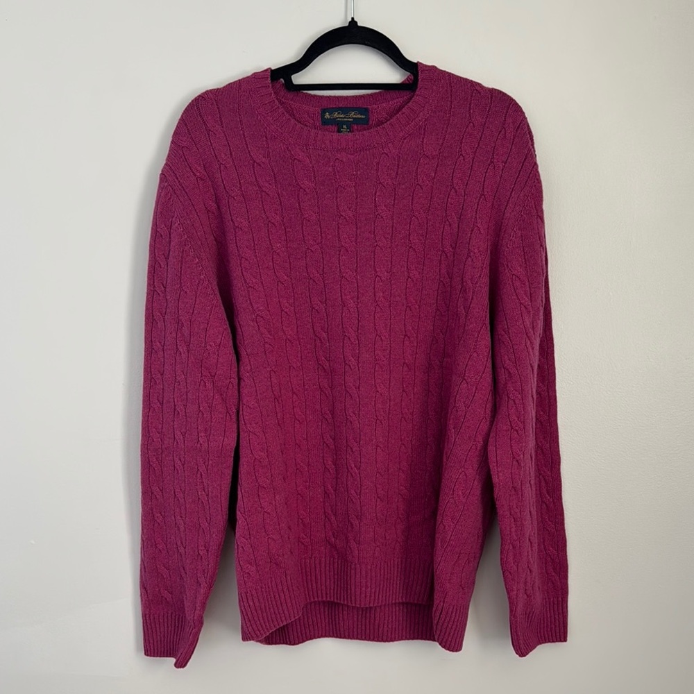 Cashmere Brooks Brothers Pink Crewneck Sweater Knit Ribbed
